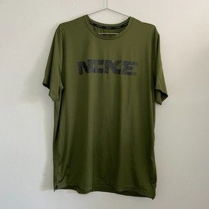 Olive Nike Pro Spell Out Dri Fit Shirt